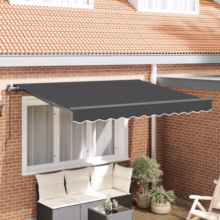 Tenda retrattile vidaXL con bracci pieghevoli in alluminio e tessuto in poliestere, colore Antracite, L: 300 cm, P: 200 cm
