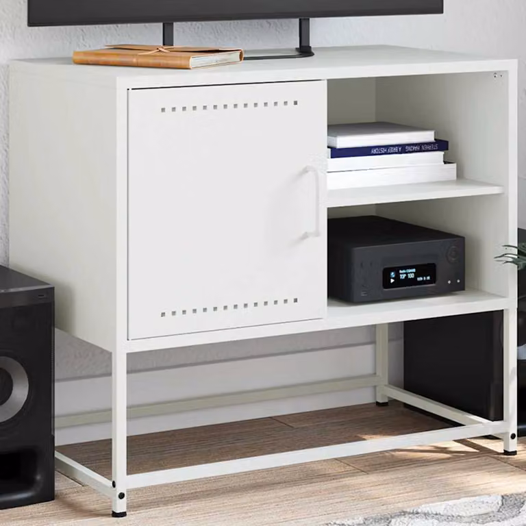Mobile TV vidaXL in acciaio bianco L: 68 cm, P: 39 cm, H: 60,5 cm