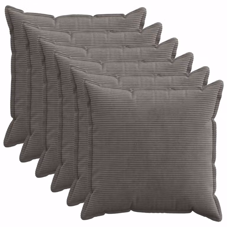 Set di 6 federe vidaXL HOUTEN in velluto a coste grigio scuro, 70 x 70 cm