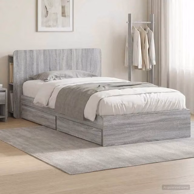 Telaio del letto con storage Sonoma grigio 90 x 190 cm 3433541
