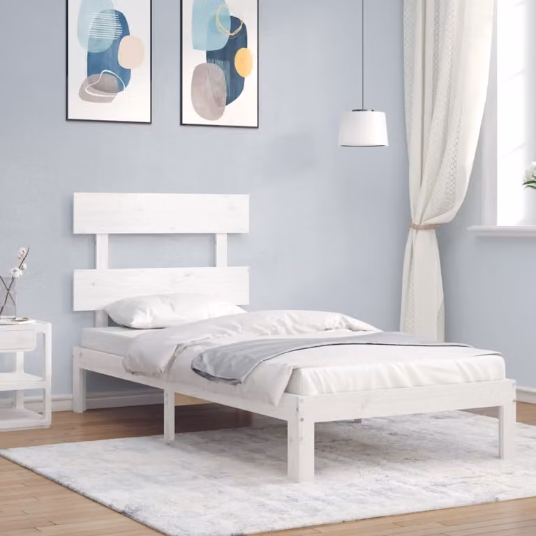 vidaXL Giroletto in legno massello di pino bianco con doghe fisse L/P: 200 x 90 cm