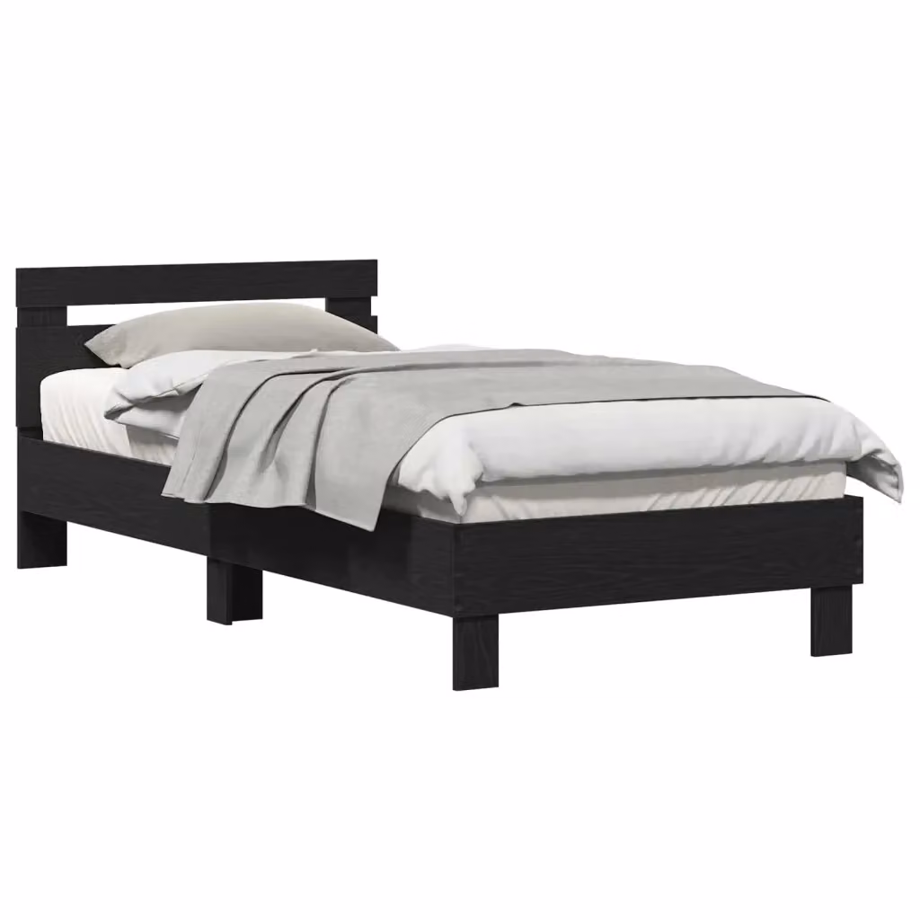 Letto con testiera vidaXL in legno Rovere Nero L: 203 cm, P: 95 cm, H: 70 cm – 2