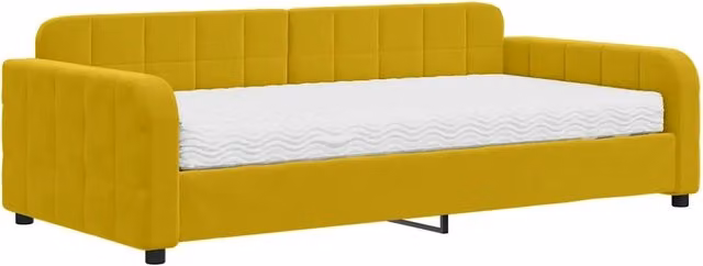 Divano letto | Sof¨¤ letto | Letto singolo con Materasso Giallo 100x200 cm in Velluto