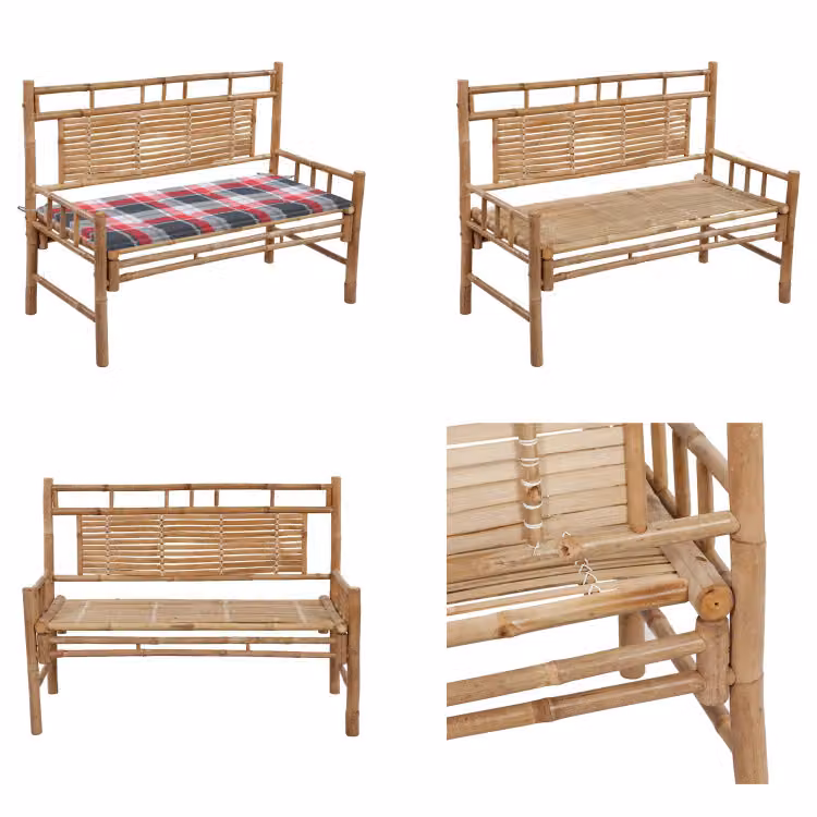 vidaXL Panca da giardino con cuscino 120 cm in bambù - Panca da giardino - Panca da giardino - Panca da terrazzo - Panche da terrazzo