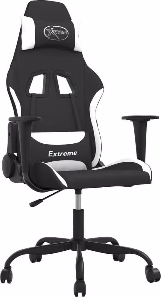 Sedia da Gaming Nero e Bianco in Tessuto