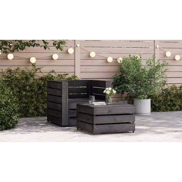 vidaXL Set Divani da Giardino su Pallet 2 pz in Pino Impregnato Grigio