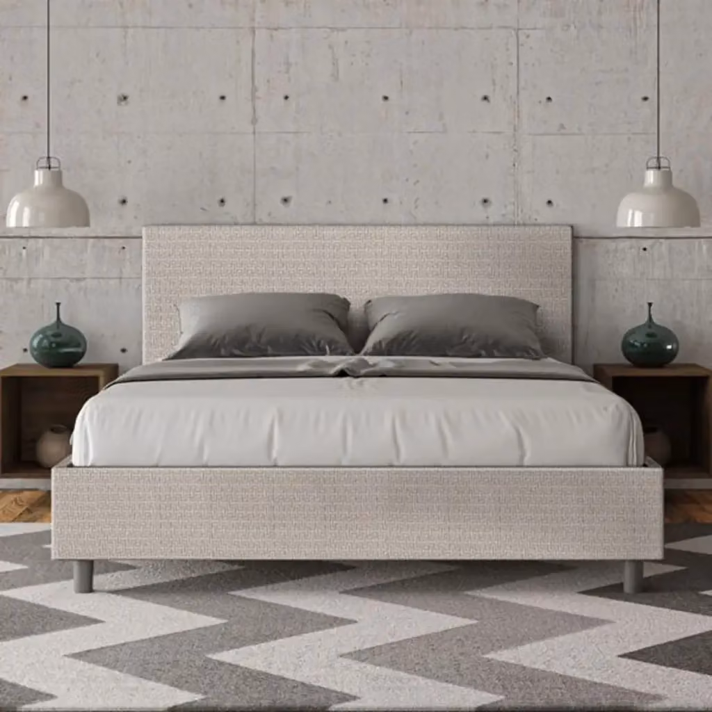 Letto matrimoniale con contenitore Adele Ityhome imbottito in tessuto bianco L/P/H: 160 x 210 x 106 cm – 2