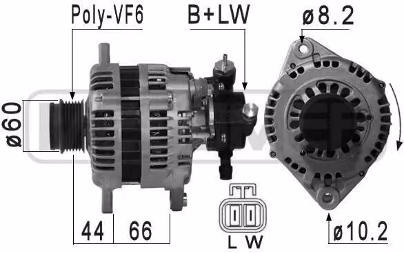 ERA 210890A Alternatore 100 A 14 V per OPEL Corsa C berlina (X01), Meriva A (X03), COMBO furgone/station wagon, COMBO Tour, Corsa C furgone