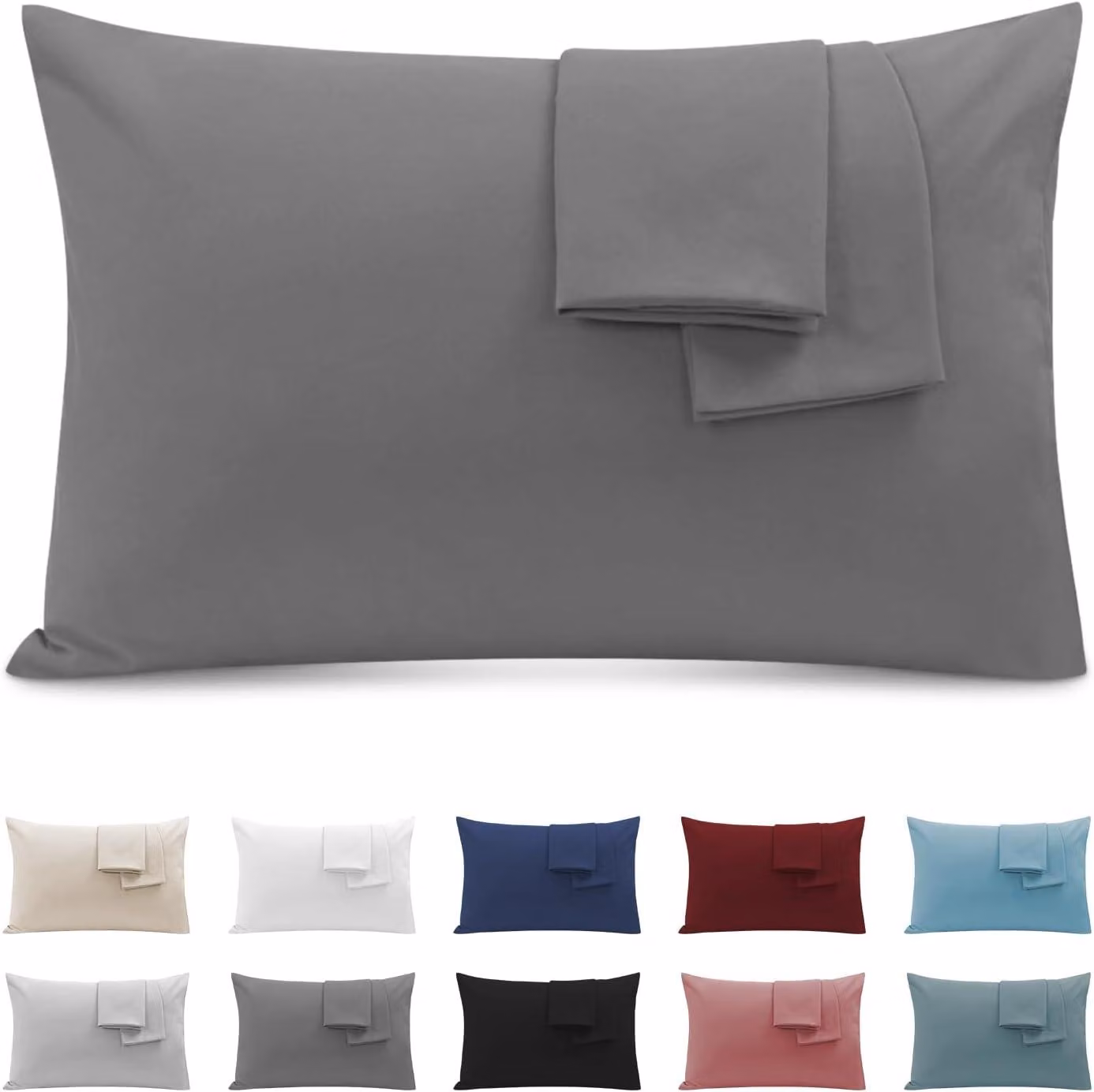Coperte per cuscini per letto matrimoniale, 50x90 cm, set di 2, certificate Oeko-TEX, in microfibra premium da 110 GSM, con cerniera invisibile