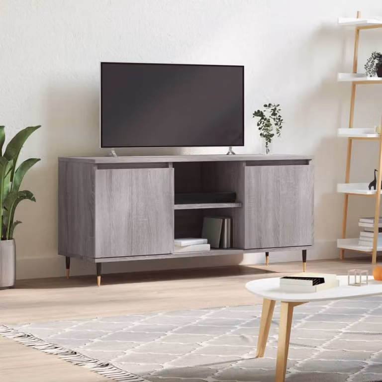 vidaXL Mobile Porta TV Moderno Grigio in Legno e Metallo L: 104 cm, P: 35 cm, H: 50 cm