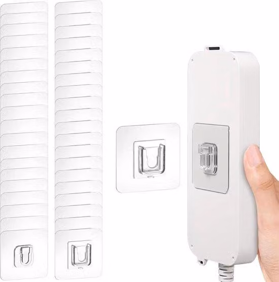 Supporti adesivi a doppia faccia per pareti, set da 20 ganci adesivi, ideali per appendere e organizzare prese elettriche, cornici per foto e sacchetti di carta in case, uffici o camper.