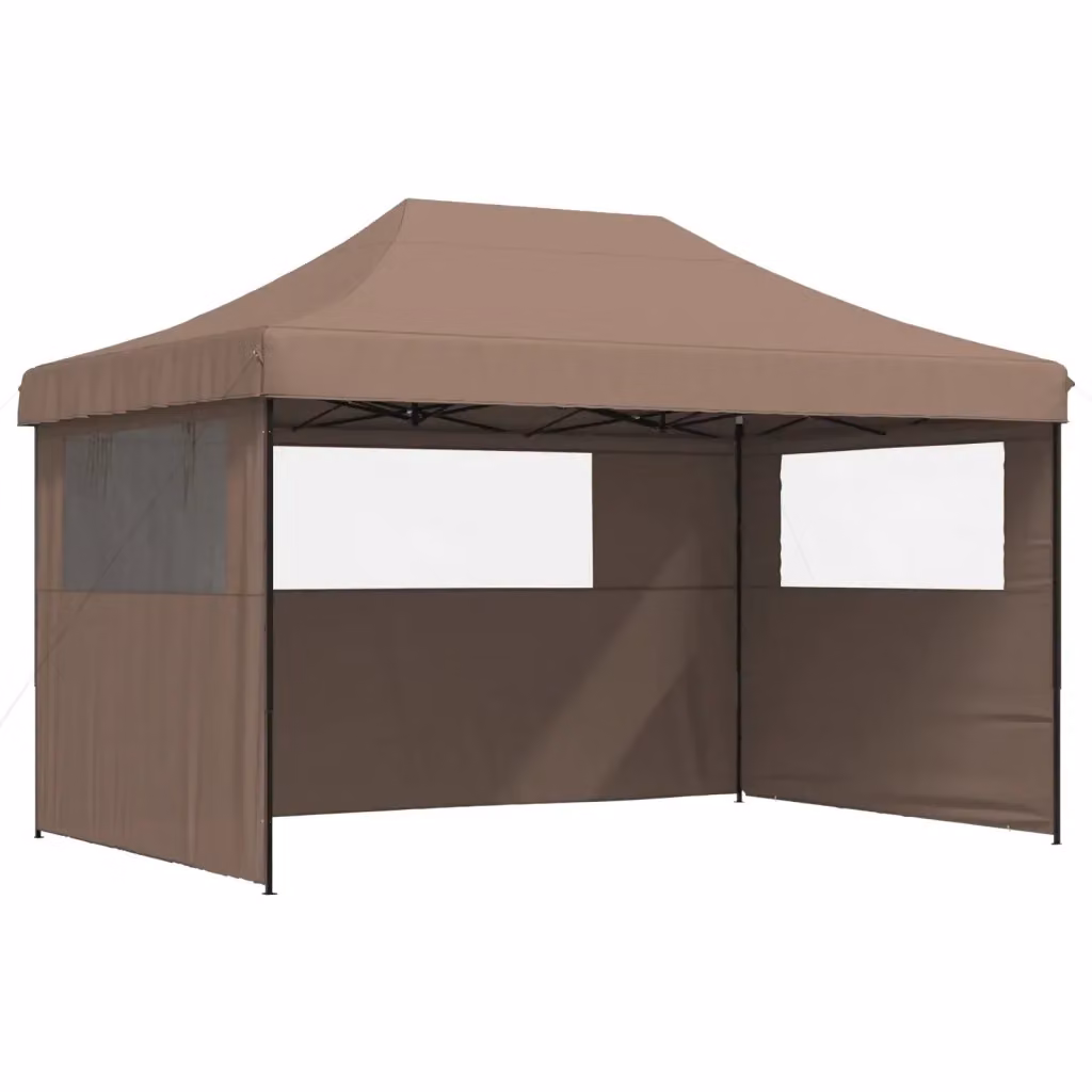 Tendone per feste pieghevole pop-up con 3 pareti vidaXL marrone e nero L/P/H: 440 x 292 x 315 cm – 2