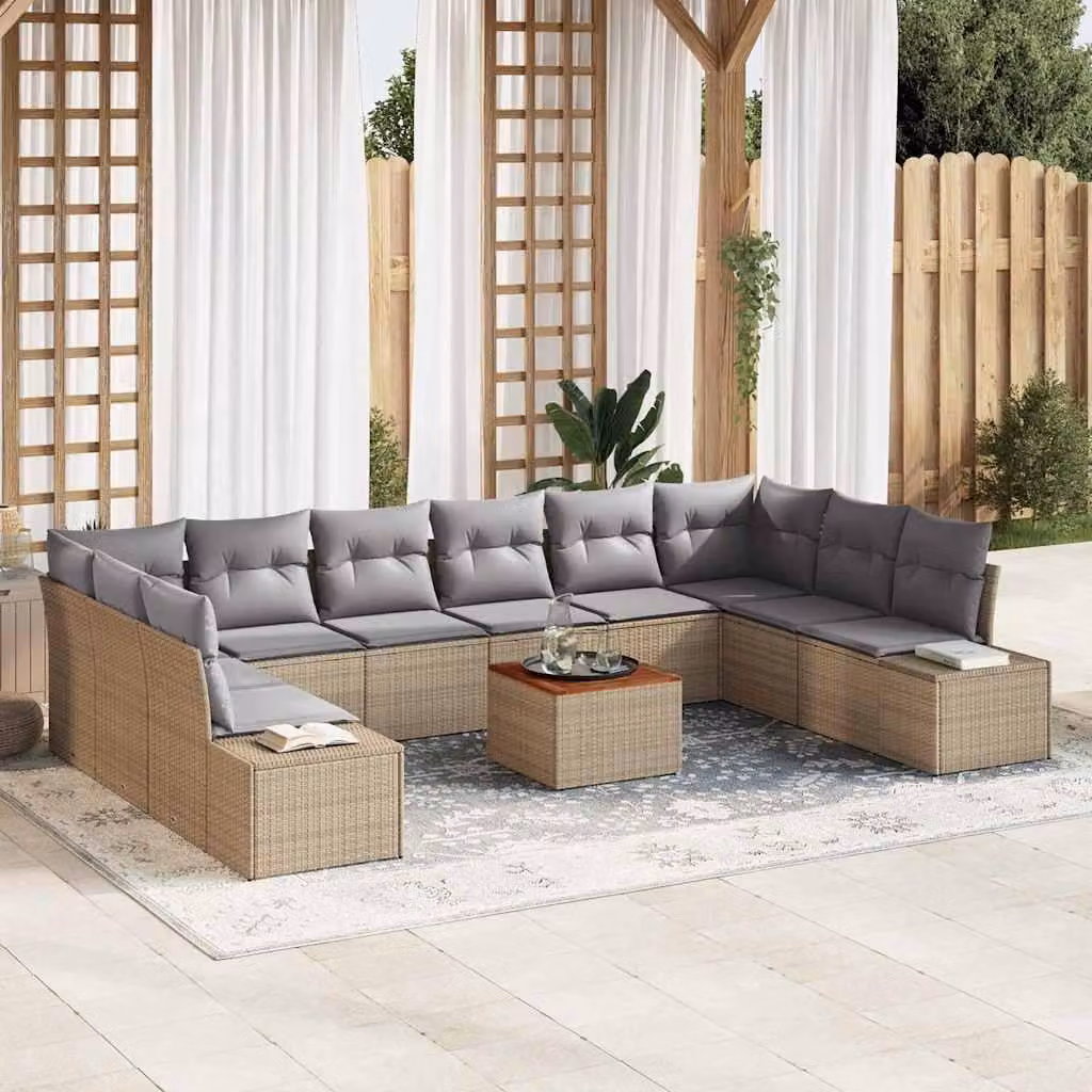 Maison Exclusive - Set da giardino composto da 11 pezzi, color beige e grigio chiaro