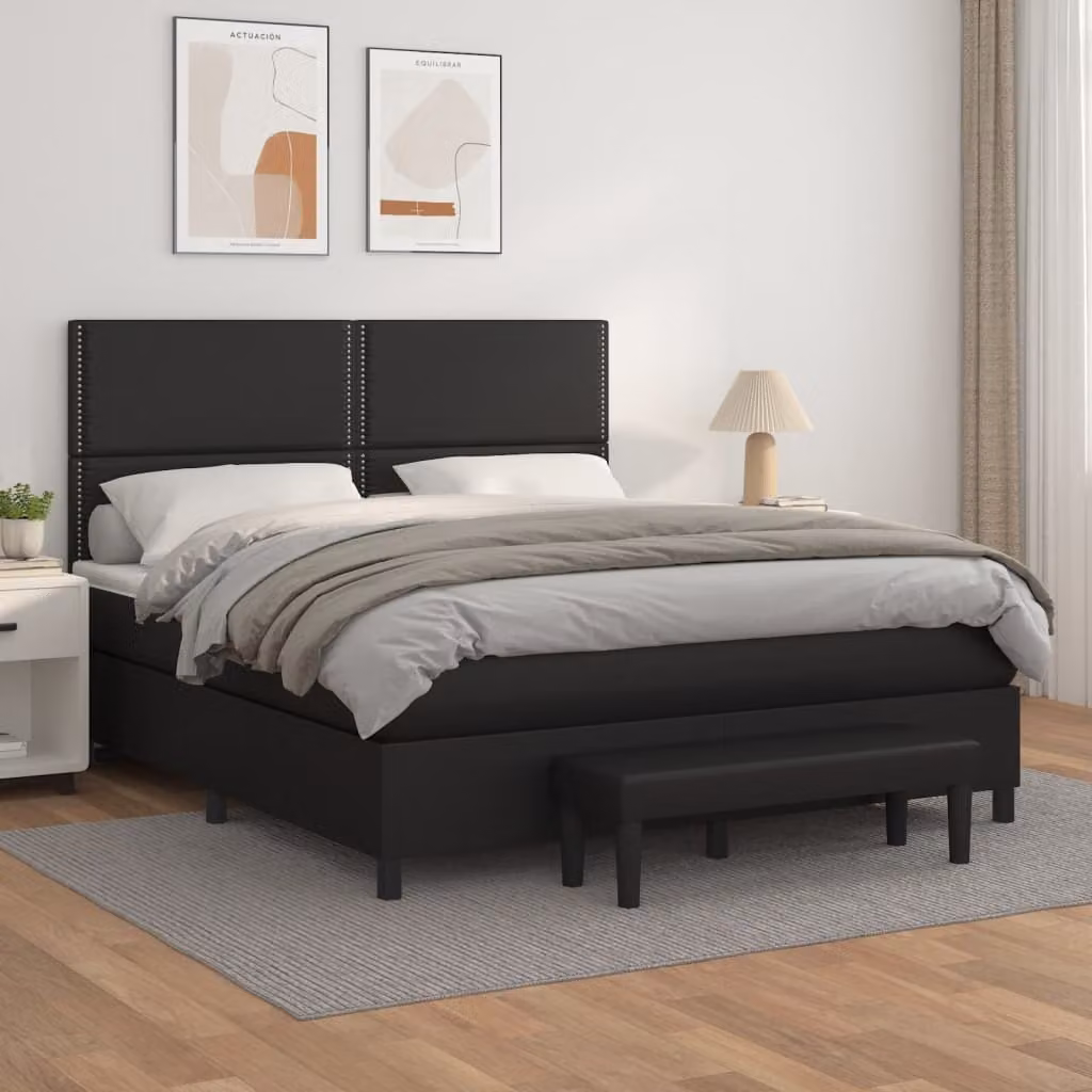 Maison Exclusive - Letto boxspring con materasso nero 180x200 cm in ecopelle