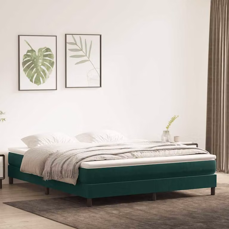 Letto a molle vidaXL in velluto verde, L: 200 cm, P: 220 cm