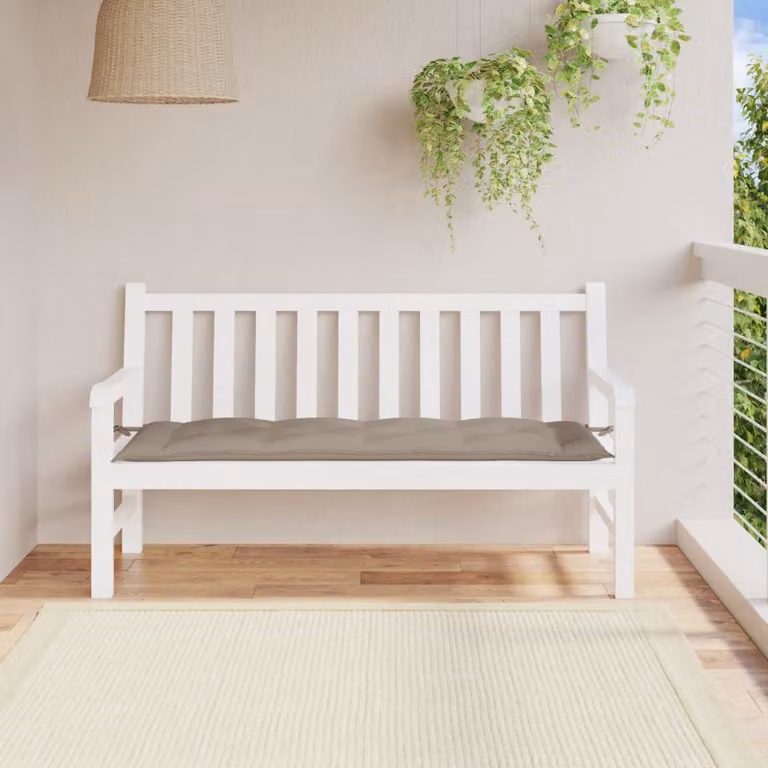 Cuscino per panca vidaXL in tessuto Oxford impermeabile e traspirante, colore grigio beige, L 150 x P 50 x H 3 cm