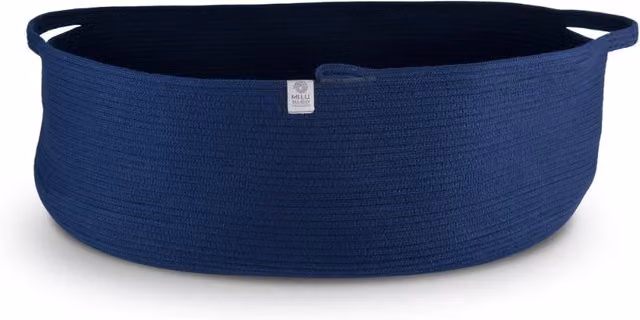 Cheonda - Cesto ovale prodotto a mano Plam dm 80cm h30cm Colore: Blu navy