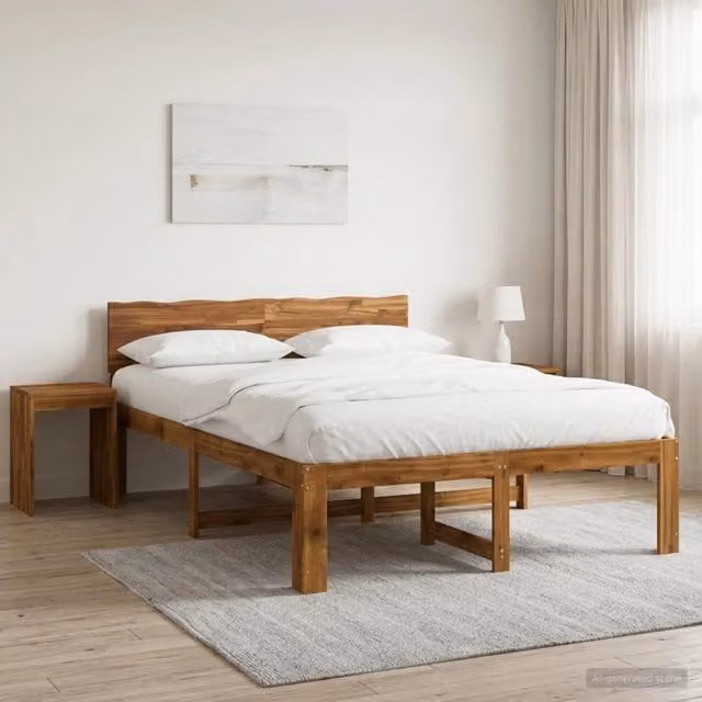 Letto matrimoniale moderno vidaXL in legno di acacia naturale marrone L/P: 120 x 200 cm