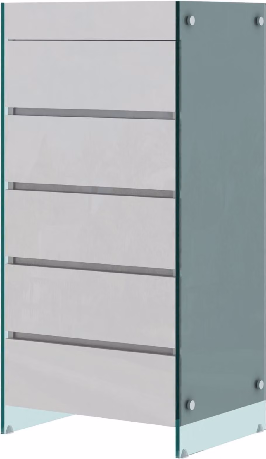 FURNLUX Cassettiera Soho Bianca E Trasparente 59cm / Colore principale: Grigio / Dimensioni: 59 x 117 x 45 cm