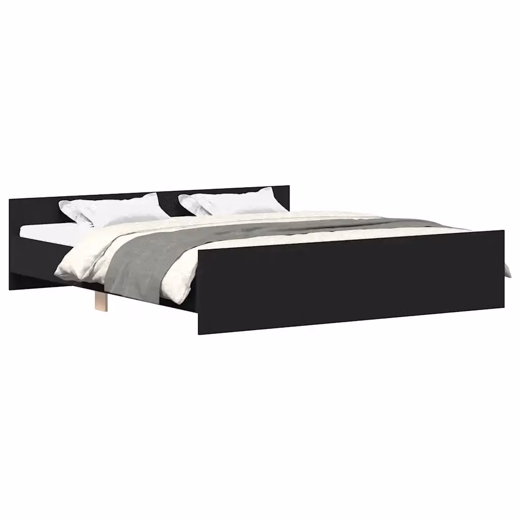 vidaXL Giroletto con Testiera e Pediera Nero in Tessuto e Legno 200x200 cm – 2