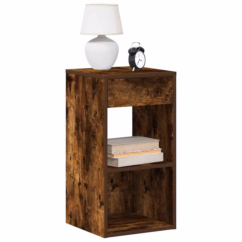 Comodino con Cassetto vidaXL in Rovere Fumo, Design Moderno, L 35 cm x P 34 cm x H 66,5 cm