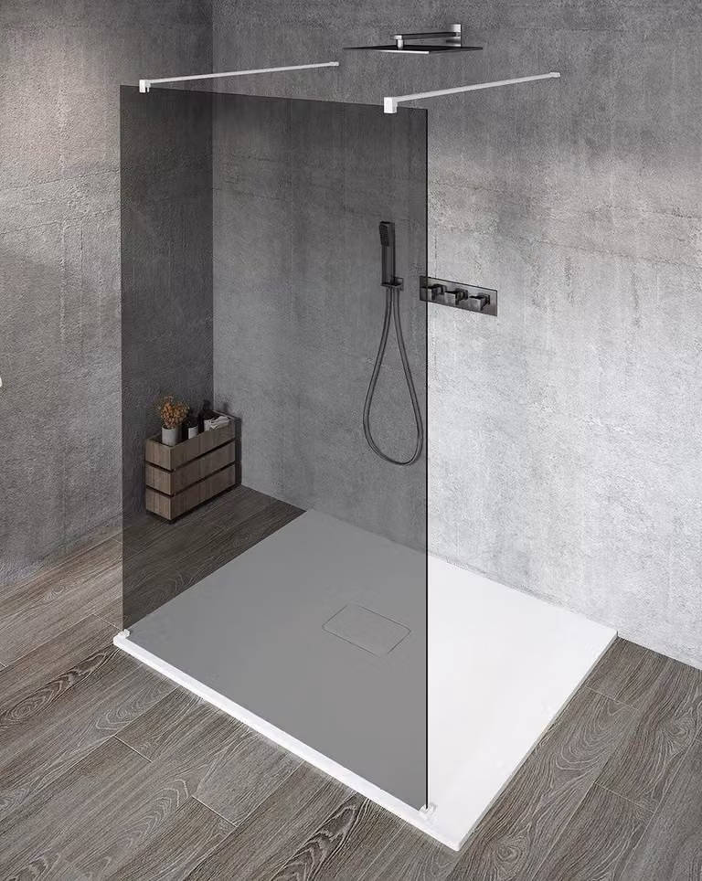 Pannello in vetro per cabina doccia Gelco VARIO WHITE, autoportante, vetro grigio, 1100 mm