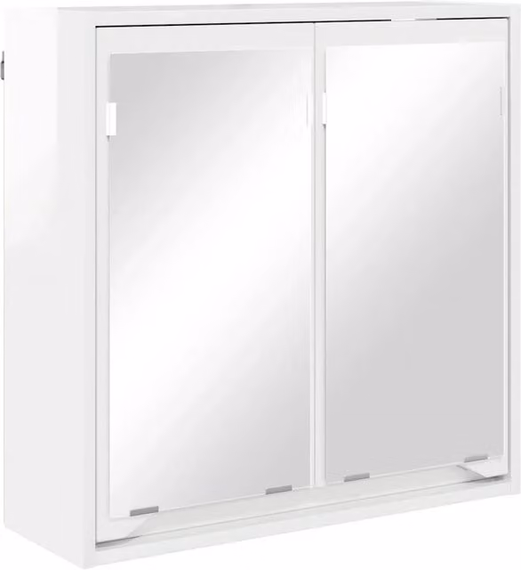 Armadio specchio moderno piccolo bagno 60 x 20 x 60 cm grande capacità in legno ingegnerizzato bianco lucido 02_0054585
