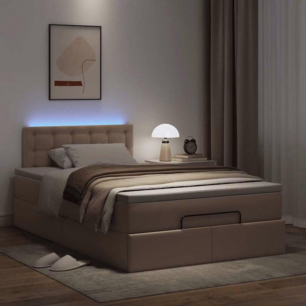 Maison Exclusive - Letto ottomano con materassi e LED cappuccino 120x190 cm in