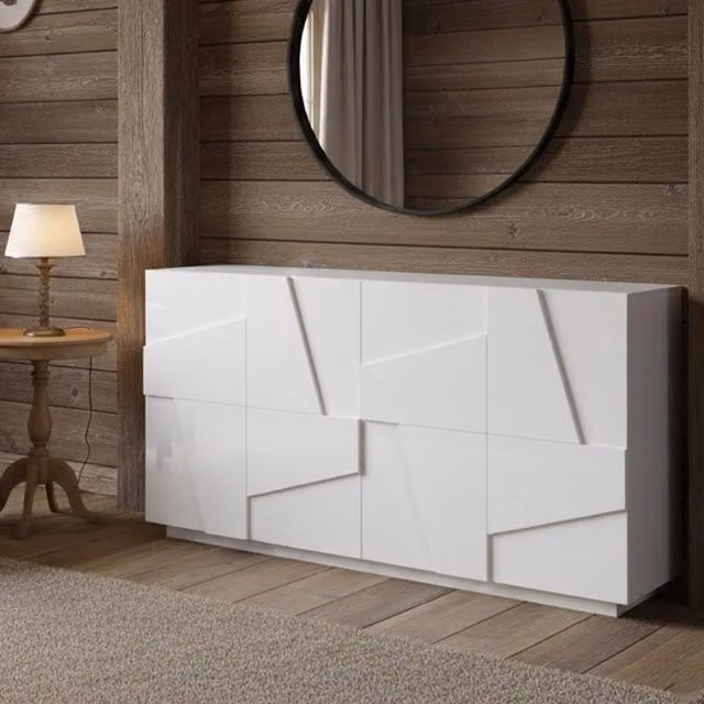 Credenza moderna Augusto DMORA Bianco lucido L: 162 cm, P: 44 cm, H: 86 cm – 1