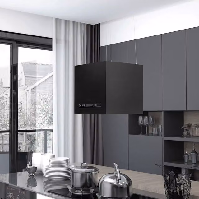 Cappa da Cucina ad Isola Sospesa LCD-Cappa a Isola Sensore 37 cm in Acciaio