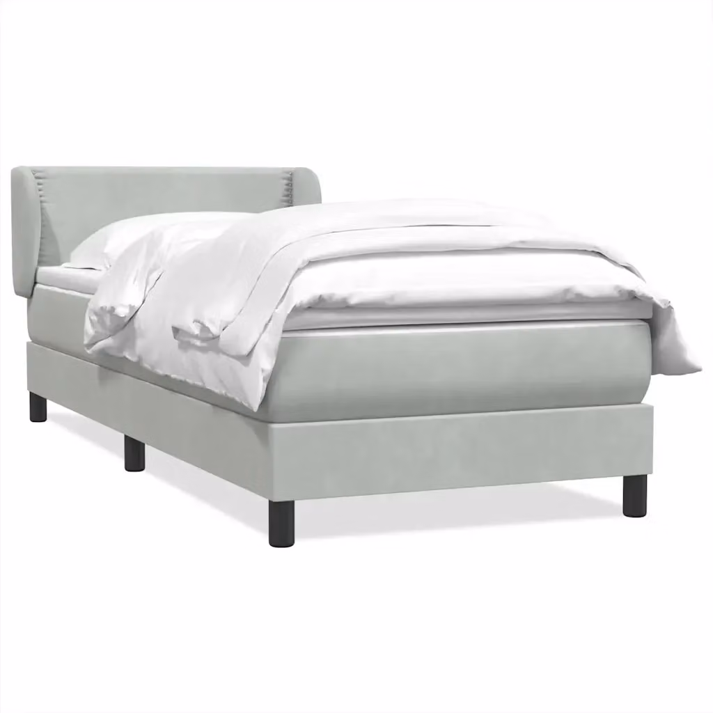 Letto Ibrido vidaXL con Struttura in Legno di Larice e Materasso in Velluto Grigio e Bianco L: 93 cm, P: 223 cm, H: 88 cm – 2