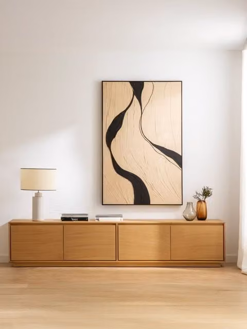 Mobile TV Sloan Kenay Home impiallacciato rovere marrone con finitura opaca