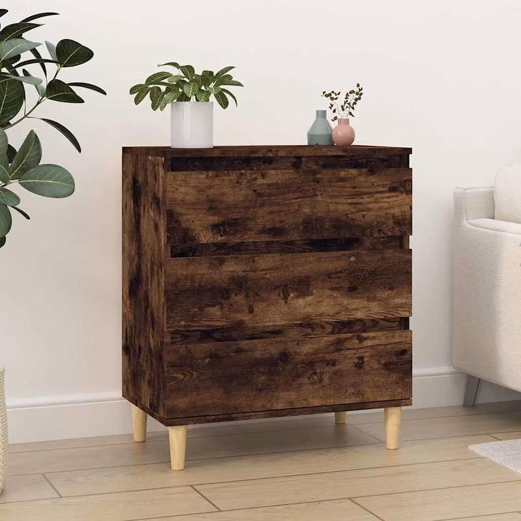 Credenza moderna vidaXL in legno multistrato e MDF, colore rovere fumo, L: 60 cm, P: 35 cm, H: 70 cm
