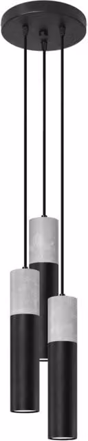 Lampada a sospensione Pure Lume in metallo e cemento nero e grigio con 3 cilindri dimmabili GU10 – 1