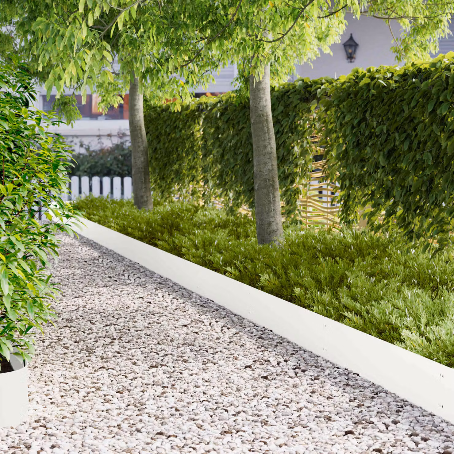 Set di 30 bordure per prato vidaXL in acciaio bianco, 103 x 25 cm