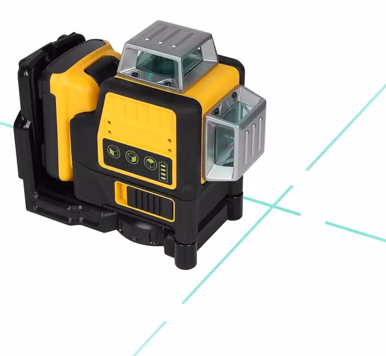 Livella laser a raggio laser - 3 laser a 360° - 12 linee - Colore verde, orizzontale/verticale - Per batteria al litio da 12V, senza batteria inclusa
