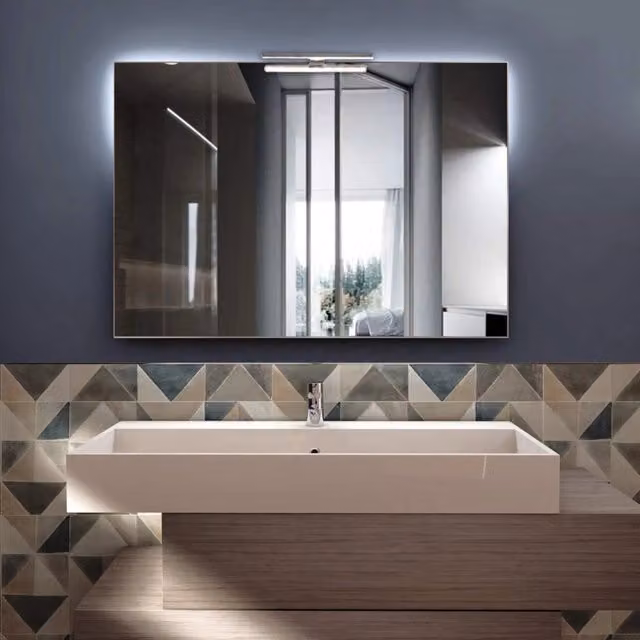 Specchio da parete moderno Styleglass SOLE con luce LED rettangolare L: 120 cm, H: 70 cm
