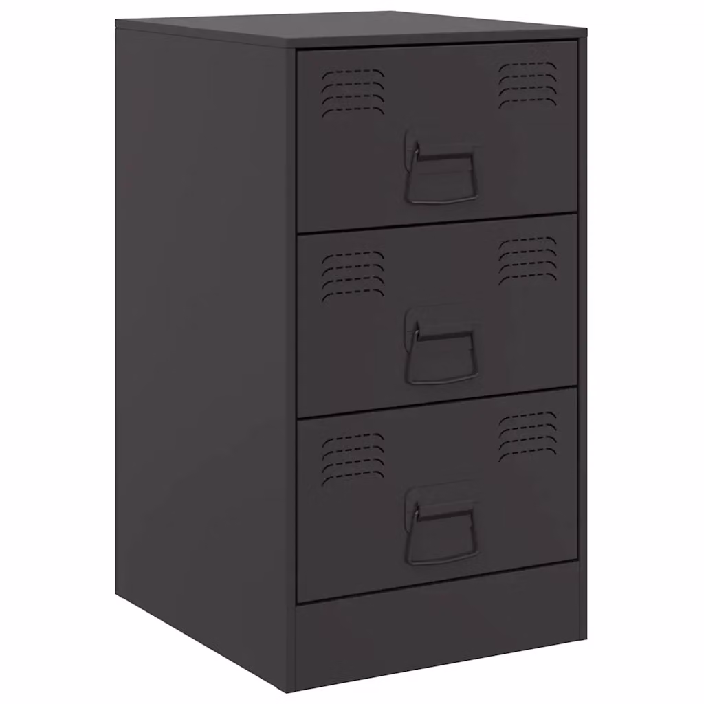 Comodino moderno vidaXL in metallo nero opaco, sospeso, L: 34,5 cm, P: 39 cm, H: 62 cm – 2