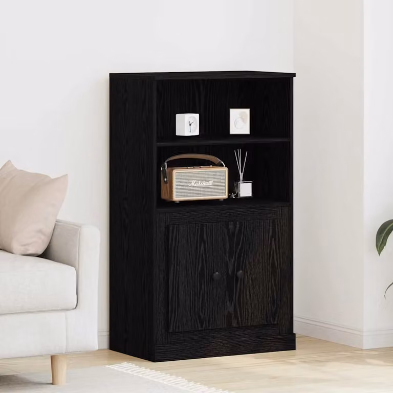 Highboard vidaXL in rovere e nero con ante a battente e ripiani interni, L 60 x P 35,5 x H 103,5 cm