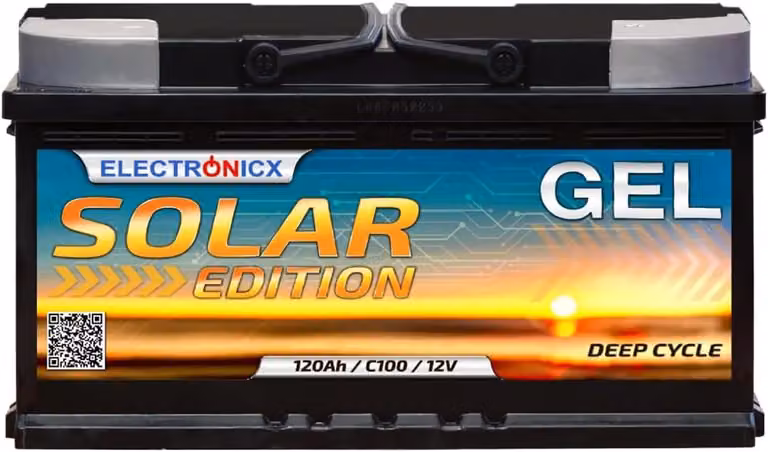 Batteria solare GEL da 120Ah, 12V – Batteria ad alta capacità per impianti isolati, camper e imbarcazioni