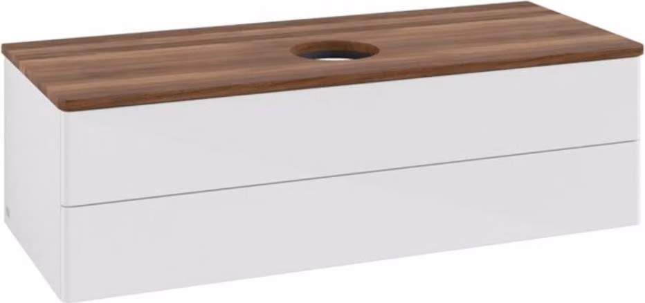 V&B Mobiletto senza struttura frontale, con illuminazione Antao 120x36x50cm, WBP w. wal, glo wh. Lac