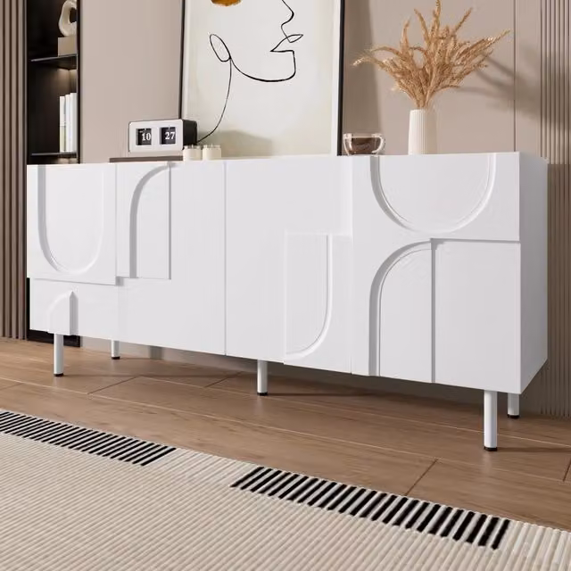 Consolle per ingresso ¨C Minimal ¨C bianco in legno con ripiani salvaspazio