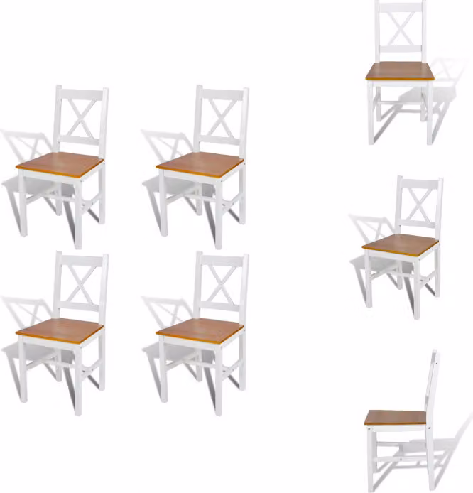 vidaXL Sedie da pranzo 4 pz. Legno di pino bianco - Sedie da pranzo
