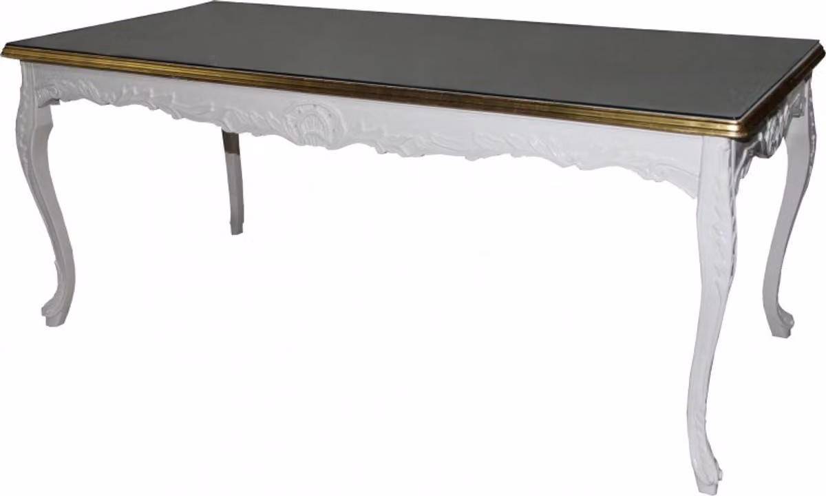 Tavolo da pranzo Casa Padrino in stile barocco, color crema/oro, dimensioni 200 cm x 90 cm x 84 cm