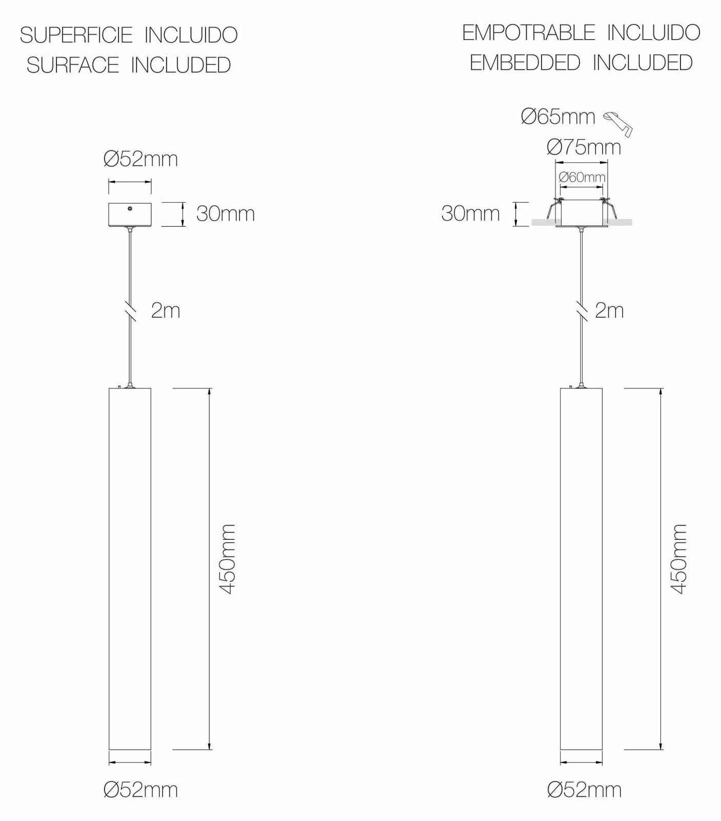 Lampada Sospesa Atmos XL 10W Beneito & Faure, Installazione Incasso o Superficie, Switch CCT 2700K/3200K/4000K, Ottiche 15º/38º/60º - Nero