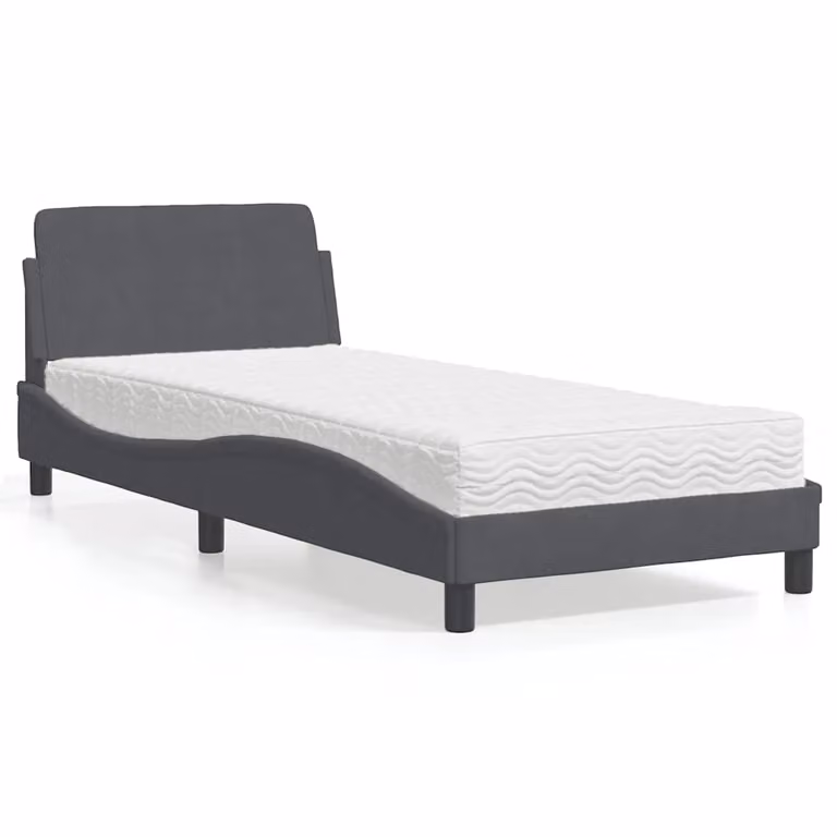 Letto con Materasso Dover vidaXL in Velluto Grigio Scuro L/P/H: 80 x 200 cm