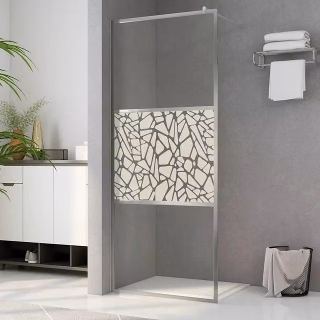 Parete per doccia walk-in vidaXL in vetro temperato trasparente Design Pietra L: 90 cm, H: 195 cm