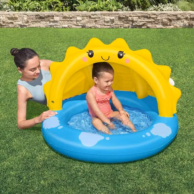Piscina gonfiabile per bambini Bestway Sunny Days multicolore con parasole e pavimento gonfiabile L: 101 cm, P: 97 cm, H: 71 cm