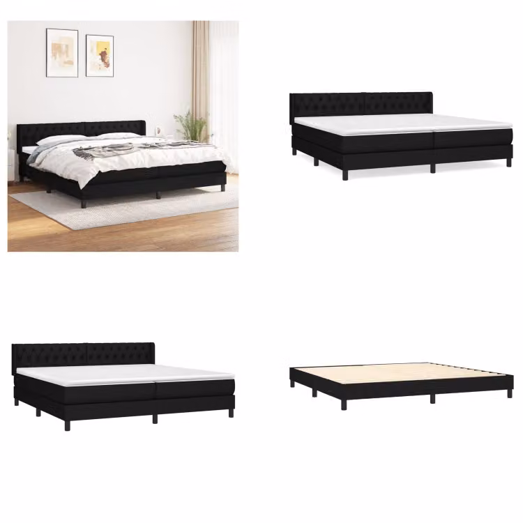 vidaXL Letto boxspring con materasso nero 200x200 cm in tessuto - Letto boxspring - Boxspringbetten - Bett - Schlafzimmermöbel