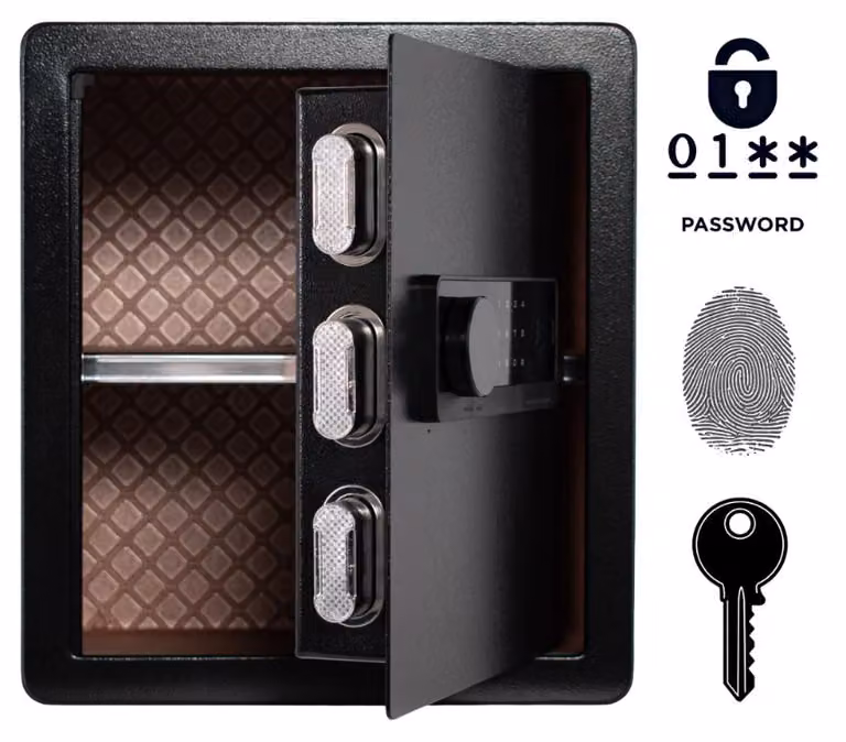 Cassaforte blindata biometrica con impronta digitale 40x36x30 cm nero